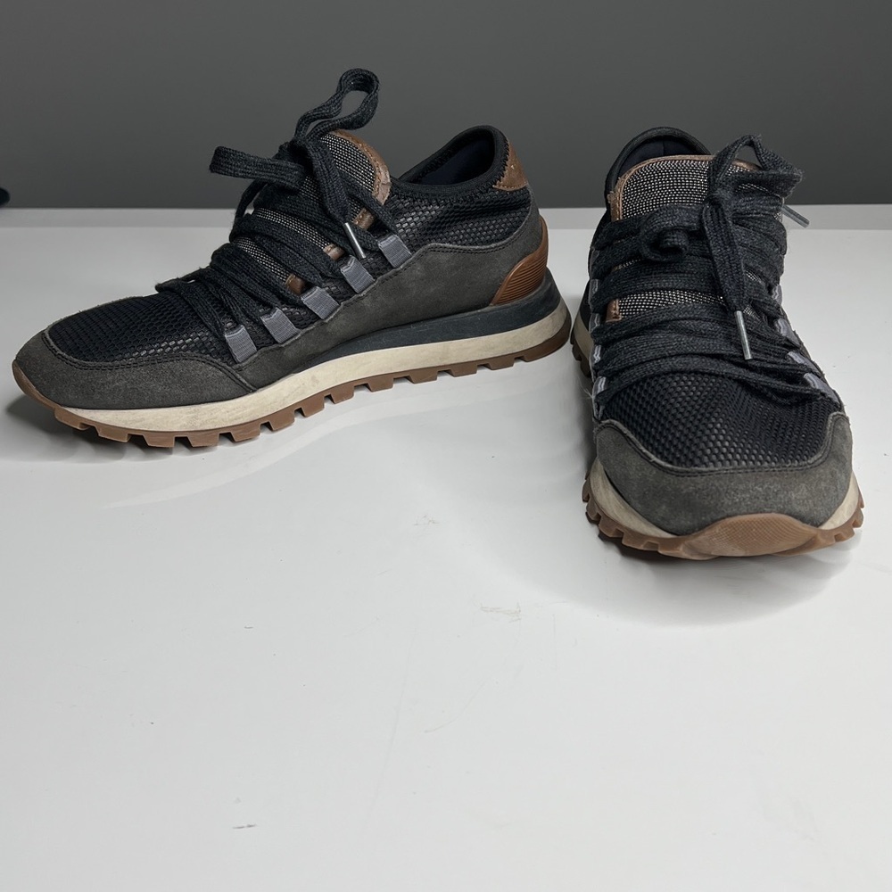 Brunello Cucinelli Sz 38 Stardust Suede Monili Metallic Cashmere Laces Sneakers